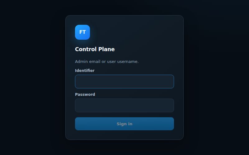Freqtrade Control Plane sign-in screen