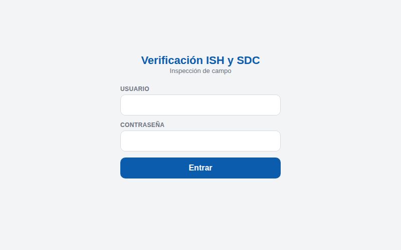 Field inspection app sign-in screen